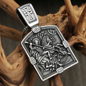 yunnique <b>Cross</b> Knight Pendant Tibetan Silver Men's Sweater <b>Chain</b> Gift Jewelry - Product Image 1