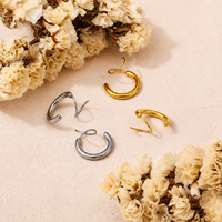 Boucles d'oreilles créoles spirales en acier inoxydable 316L plaqué or 18 carats PVD, bijoux tendance haut de gamme pour femmes, directement de l'usine, marque Kaishee