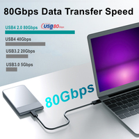 Certificado USB4.0 80Gbps USB C a tipo C USB 4 Kabel 240W 16K USB4 Versión 2,0 80Gbps Cable totalmente compatible con Thunderbolt 4 5