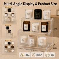Support d'affichage en plexiglas transparent avec base éclairée pour bougies, parfums et petits articles de luxe, vitrine de boutique
