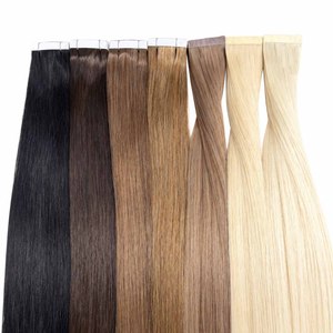 Extensiones de Cabello Ruso Remy Premium con Cinta Adhesiva Invisible, 100% Cabello Humano Virgen Remy Liso, Cinta Adhesiva sin Costuras, Venta al por Mayor - Product Image 1