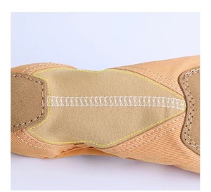 <span class=keywords><strong>Zapatillas</strong></span> <span class=keywords><strong>de</strong></span> <span class=keywords><strong>Ballet</strong></span> Marrones Elásticas con Suela Partida <span class=keywords><strong>de</strong></span> Lona para Niñas y Mujeres - Product Image 3