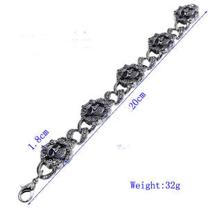 Vintage <span class=keywords><strong>Rock</strong></span> Band personalizado Cool Punk estilo Aleación <span class=keywords><strong>de</strong></span> Zinc plata antigua hombres calavera esqueleto cadena hombres joyería pulsera - Product Image 2