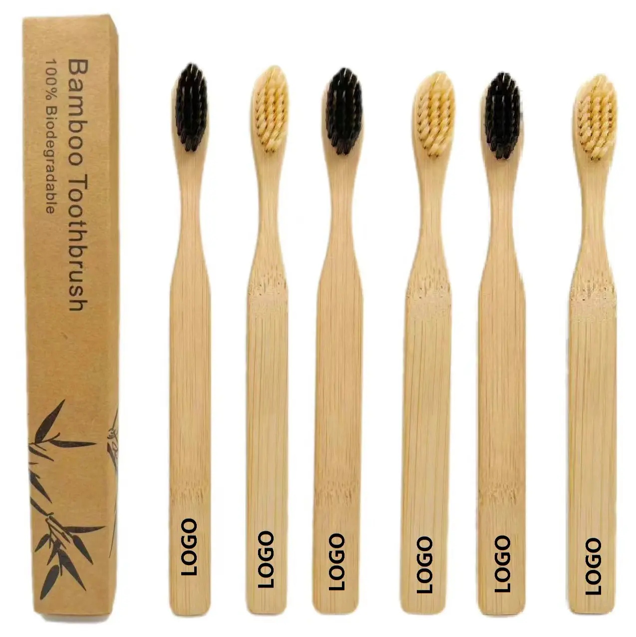 Bpa-free Biodegradable Eco Friendly Charcoal Tooth Brush Bambu Natural Handle Soft Bristles Bamboo Toothbrush