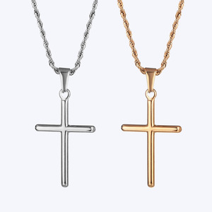 Colar Vintage Barroco com Cruz, Pingente Crucifixo em Ouro 18k, Corrente de Aço Inoxidável, Colar com Pingente de Cruz de Jesus para Homens - Product Image 2