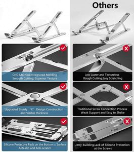 Laptop <b>Stand</b> Laptop Holder Riser Computer <b>Tablet</b> <b>Stand</b> Adjustable Aluminum Ergonomic Foldable Portable Desktop Holder Com - Product Image 6