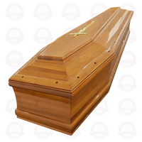 SDD Tmallwood Ataúd de Madera Maciza y Metal Estilo Europeo con Decoración de Cruz, Diseño de Pabellón Biselado, Tamaño Personalizable
