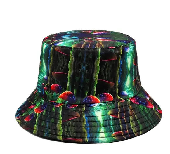 Spring and summer fisherman hat and European and American magic mushroom pattern double-sided wear sunscreen hat