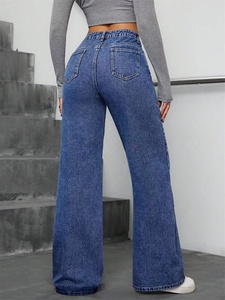 Jeans in denim da <span class=keywords><strong>donna</strong></span> europei alla moda 2026, nuovi, a vita media, con bottoni, <span class=keywords><strong>estivi</strong></span>, ecologici, a gamba larga e vestibilità comoda - Product Image 6