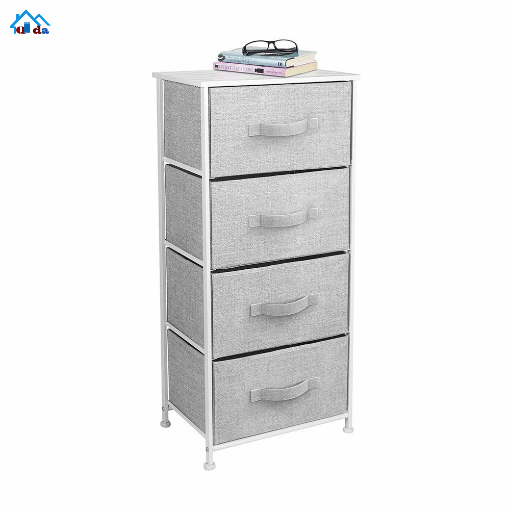 3 Drawer Steel Frame Dresser Storage Tower Storage Cabinet Home Organizer With Fabric Drawers Box