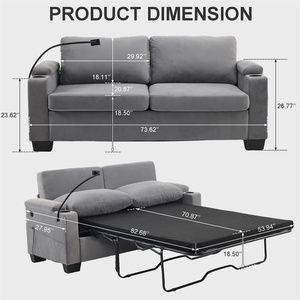 Canapé-lit Queen Loveliving neuf avec fonction de tirage, chargeur USB, support <span class=keywords><strong>pour</strong></span> téléphone portable, matelas amovible et pliable <span class=keywords><strong>pour</strong></span> chambre et appartement - Product Image 4