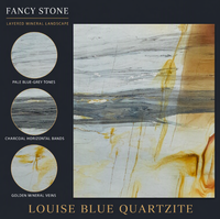 Dalle de quartzite bleu Louise FANCY STONE 18 mm, pierre polie pour îlot de cuisine, meuble-lavabo de salle de bain, mur d'accent d'hôtel, design d'intérieur