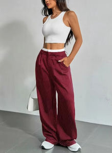 <span class=keywords><strong>Pantaloni</strong></span> da <span class=keywords><strong>donna</strong></span> Casual a righe dritte <span class=keywords><strong>pantaloni</strong></span> multicolori a vita alta <span class=keywords><strong>pantaloni</strong></span> con giuntura personalizzati - Product Image 5