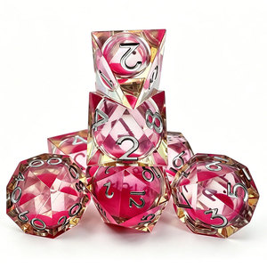 Transparent Red Fluid Chamber Sharpened Resin RPG <b>Dice</b> White Numerals Custom Gift Packaging For Game Retail Stores - Product Image 1