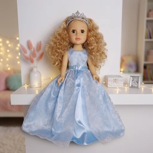 Poupée fille premium de 18 pouces, entièrement en vinyle, peau blanche, cheveux blonds bouclés, <span class=keywords><strong>princesse</strong></span> en robe bleue <span class=keywords><strong>Cendrillon</strong></span>, cadeau pour enfants - Product Image 4