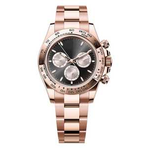 Montres mécaniques de luxe pour hommes, boîtier en or rose de 40 mm, mouvement 7750, cadran <span class=keywords><strong>noir</strong></span> brillant, <span class=keywords><strong>bracelet</strong></span> en acier inoxydable de haute qualité, en ligne - Product Image 6