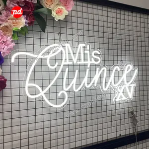 Articles de fête Led Mis Quince XV Neon Signs, Neon Number Lights 15 pour les décorations de fond de fête d'anniversaire