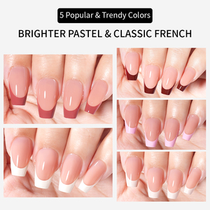 Venta al por Mayor de <span class=keywords><strong>Uñas</strong></span> Acrílicas Postizas Personalizadas 150 Piezas Cobertura Completa Cuadradas a Presión Estilo Francés Marrón con Diseño de Ataúd para Dedos - Product Image 3