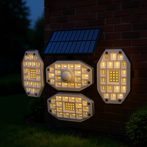 Solar Garden <b>Light</b> With Motion <b>Sensor</b> Warm White <b>LED</b> Wall Mount Waterproof IP65 Large Size Plastic Body - Product Image 2