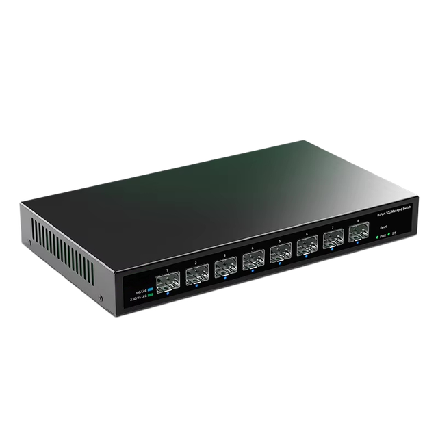 2026 8 Port 10Gb Smart Web Managed SFP+ Switch,10G Optical SFP+ Ethernet Fanless Homelab Network Switch LACP/VLAN/DHCP Client
