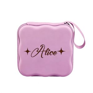 Personalized Engraved PU Leather Fashion Square Charger Storage <b>Bag</b> Custom Name Solid Color <b>Tech</b> Organizer Compact Anti-Fall - Product Image 1
