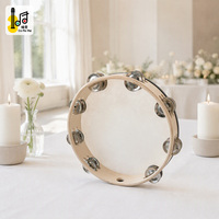 Tambourins en gros pour mariage, tambourin à main en bois de 10 pouces à double rangée de grelots pour fêtes, églises, enfants et adultes