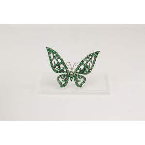 การปรับแต่ง OEM หรูหราเครื่องประดับชั้นดีเข็มกลัดสีเขียว 925 คริสตัลเงินเข็มกลัดผีเสื้อสําหรับสาว - Product Image 2