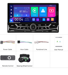 <span class=keywords><strong>Autoradio</strong></span> MP5 double DIN 6,86 pouces avec écran tactile, CarPlay sans fil, Android Auto, charge rapide, télécommande, commande au volant - Product Image 2