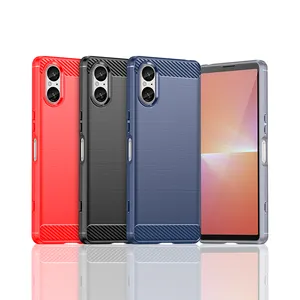 索尼Xperia 5 v外壳，拉丝线碳纤维纹理超薄手柄软TPU后盖手机外壳，索尼Xperia 5 v