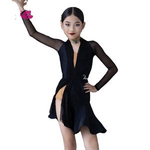 Vennystyle Robe de danse latine à manches longues pour femmes <span class=keywords><strong>Combinaison</strong></span> d'entraînement automne/hiver Costume de scène de Performance portable - Product Image 1