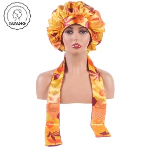 Tresse cheveux bord foulards tête nuit bonnets de couchage tache soie cravate cheveux tresses enveloppes Double face femmes Bonnet - Product Image 5