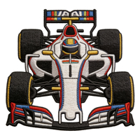 Patch brodé thermocollant écologique en tissu, motif circuit de course F1, décoration à carreaux de compétition, lampe de signalisation, pour vêtements de voiture de sport