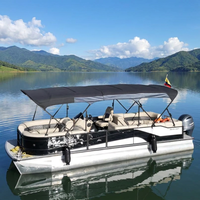 Bateau à pontons en aluminium personnalisé, vente directe d'usine, bateau à rames avec fonction de transat solaire