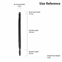 Pinceau à sourcils double embout et brosse à cils KB130 avec fibres de haute qualité de 0,07 mm, virole en aluminium épaissie et manche en bois de qualité supérieure