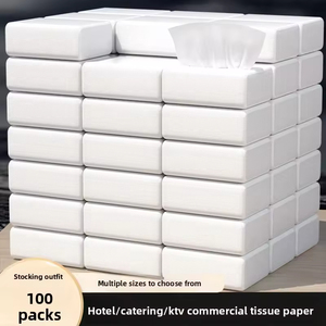 Toallas de Papel Comerciales de Pulpa de Madera sin Perfume de 4 Capas, 100 Paquetes; Suministro a Granel para el Hogar; Paquete Pequeño para Hoteles, Pensiones y Catering - Product Image 1