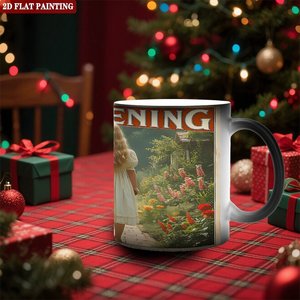 Mug en céramique noir givré de 11 oz, tasse sensible à la chaleur pour sublimation, design jardinage - Product Image 2
