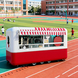 รถเข็นเคลื่อนที่สแตนเลสลายทางสไตล์ย้อนยุคสำหรับไอศกรีมและอาหารริมทางแนวเรโทรในเขตศูนย์กลางเมือง - Product Image 5