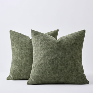 Set di 2 Copricuscini Decorativi in Ciniglia e Lino 18x18 Pollici, Stile Rustico Texturizzato per Letto, Divano o Soggiorno - Product Image 2