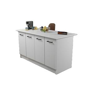 Gabinete de Almacenamiento Multiusos Vera Moderno Blanco con 4 Estantes, Isla de Cocina y Carrito - Product Image 1
