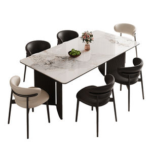 Modern Minimalist Dining <b>Table</b> Set 6 Piece Rectangular Marble Top <b>Space</b> <b>Saving</b> Design For Home Use - Product Image 5