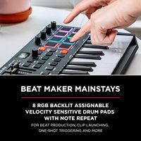 Controlador de Teclado MIDI USB M-AUDIO Oxygen Pro Mini de 32 Teclas con Pads Táctiles Capacitivos, Faders y Perillas Asignables, Nativo USB
