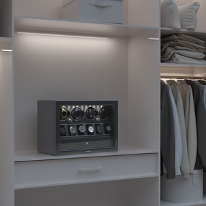 Scatola di Lusso per <span class=keywords><strong>Orologi</strong></span> Meccanici Automatici, Espositore in Pelle Nera per 4 <span class=keywords><strong>Orologi</strong></span>, <span class=keywords><strong>Carica</strong></span> Automatica - Product Image 6