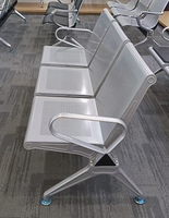 Chaise d'attente 3 places en acier robuste pour aéroport, banc d'infusion pour hôpital, siège de réception pour espaces publics en PU durable et facile à nettoyer