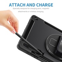 Étui de protection pour tablette Samsung Tab S7 FE 12,4 pouces SM-T733 SM-T735 avec béquille rotative à 360°, emplacement pour stylet et dragonne incassable