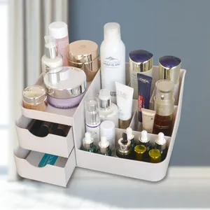 Caja de almacenamiento de plástico para maquillaje, organizador de escritorio para joyería, artículos diversos, contenedor de mesa