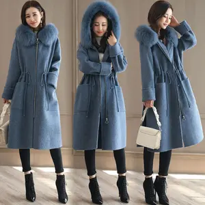 Hàn Quốc Thời Trang Thiết Kế Dài Phụ Nữ Áo Khoác Với Fur OC251