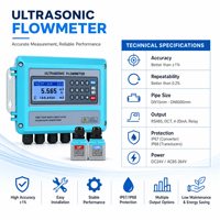 Débitmètre à ultrasons à pince haute température 4-20mA RS485 pour eaux usées, eau de mer, huile, eau de refroidissement pour la surveillance des pipelines pétrochimiques