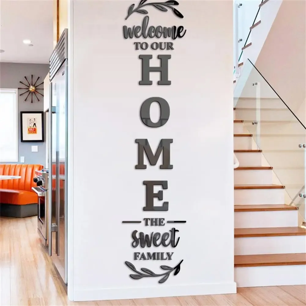 3d Spiegel Muurstickers Engelse Letters Home Familie Zelfklevende Acryl Stickers Voor Home Room Decor Woondecoratie Accessoires