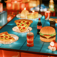 Lanterne personnalisée durable, non toxique, design fast-food, burger, pizza, lumière portable, décoration de fête à thème Thanksgiving