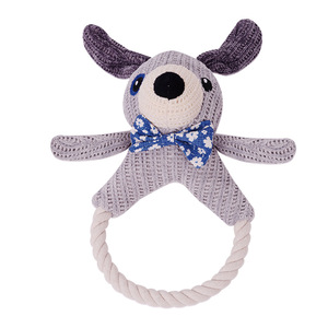 Jouet couineur pour chien en forme de renne tricoté avec anneau en corde pour petits et moyens chiens, jouet à mâcher pour l'intérieur, fournitures pour animaux de compagnie - Product Image 1